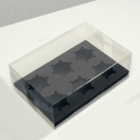 Коробка на 6 капкейков, черная, 26,8 &times; 18,2 &times; 10 см