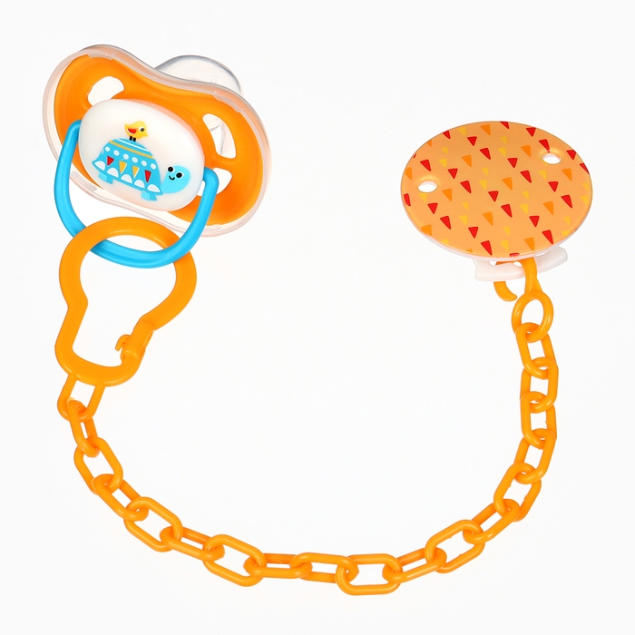 Набор: Соска - пустышка с держателем &laquo;Черепаха&raquo;, анатомическая +6 мес, цвет желтый