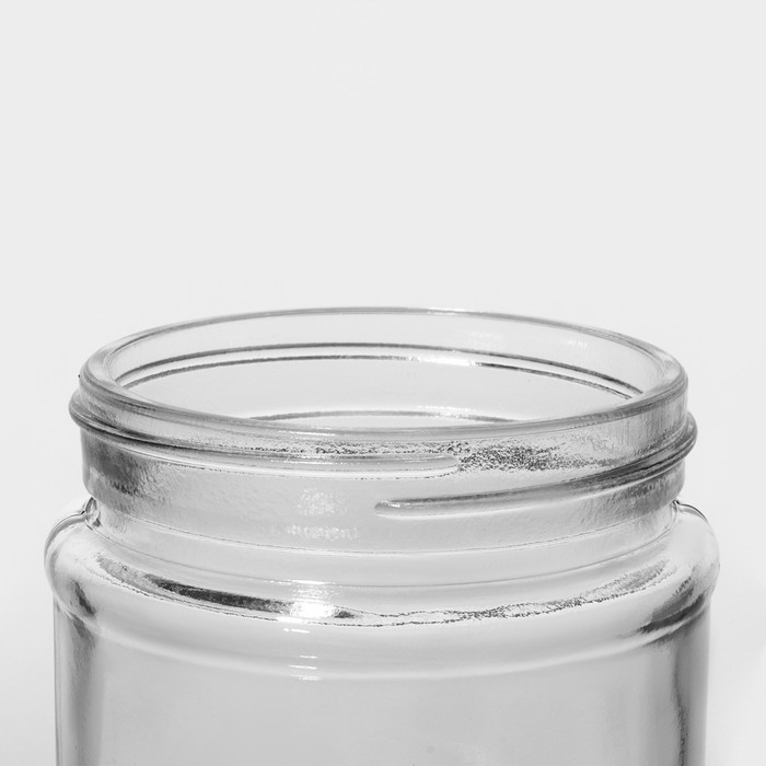 Банка стеклянная для хранения сыпучих продуктов с местом под надпись Доляна &laquo;Премиум&raquo;, 350 мл, 10&times;8 см, с металлической крышкой