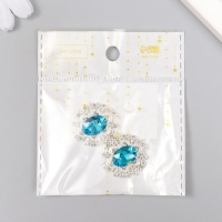 Декор для творчества металл "Медальон узорный" голубой кристалл 2,6х2,4 см