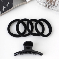 Набор для волос &laquo;Вивьен&raquo;, 4 резинки 5.5 см, краб 6 см, классика дуга, чёрный