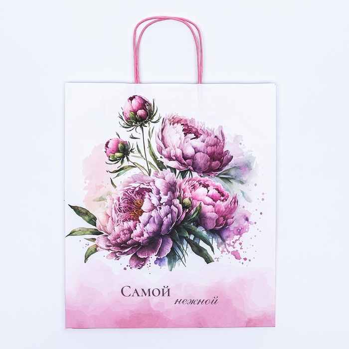 Пакет крафт "Самой нежной" 32 х 19,5 х 37 см