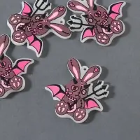 Декор для творчества акрил двусторонний "Зайка-дъяволёнок" 4,3х4х0,2 см