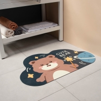 Коврик диатомитовый Доляна Cute Bear, влаговпитывающий, 49&times;78 см, темно-серый