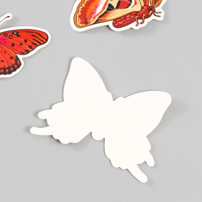 Бабочки картон "Натуральные" набор 12 шт h=4-10 см