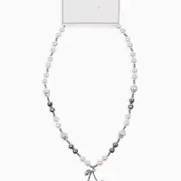 Кулон на жемчужных бусах "Вишня", цвет белый в серебре