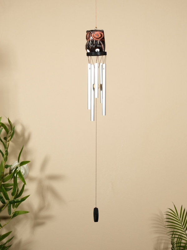 Музыка ветра "Совёнок" дерево, алюминий, 7х6х60 см, цв. чёрный
