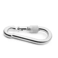 Карабин монтажный с фиксатором ТУНДРА krep, DIN5299D, 7&times;70 мм, оцинкованный, 1 шт.