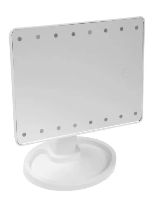 Зеркало KZ-06, подсветка, 26.5 х 16 х 12 см, 16 диодов, сенсорная кнопка, белое