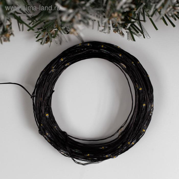 Гирлянда &laquo;Нить&raquo; 20 м роса, IP20, чёрная нить, 200 LED, свечение тёплое белое, 12 В