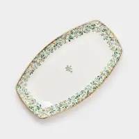 Блюдо сервировочное &laquo;Гармония лепестков&raquo;, 30&times;18&times;3.5 см, фарфор, белое, зелёное