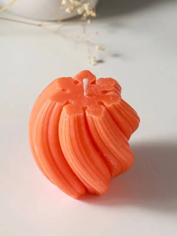 Свеча-цилиндр 9х8 см, 220 гр, с нарезкой, персик