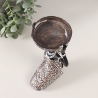 Подсвечник на 1 свечу "Африканка с блюдом на голове" белый с чёрным 12х12,3х19 см