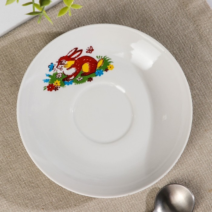 Блюдце чайное фарфоровое &laquo;Веселый Колобок&raquo;, d=14 см, микс