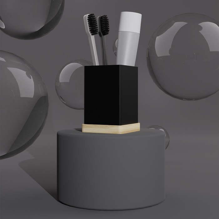 Набор аксессуаров для ванной комнаты &laquo;Агат&raquo;, 4 предмета (дозатор, мыльница, 2 стакана), цвет чёрный