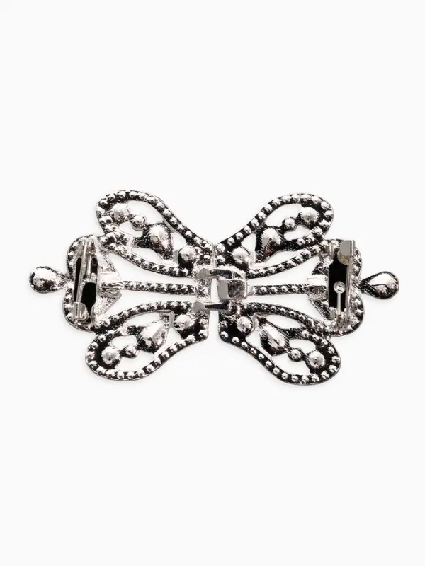 Зажим для кардигана "Ажур", корона империи, цвет белый в серебре