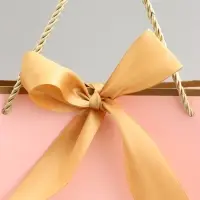 Пакет подарочный, розовый , с бантом, 32 х 25 х 11 см