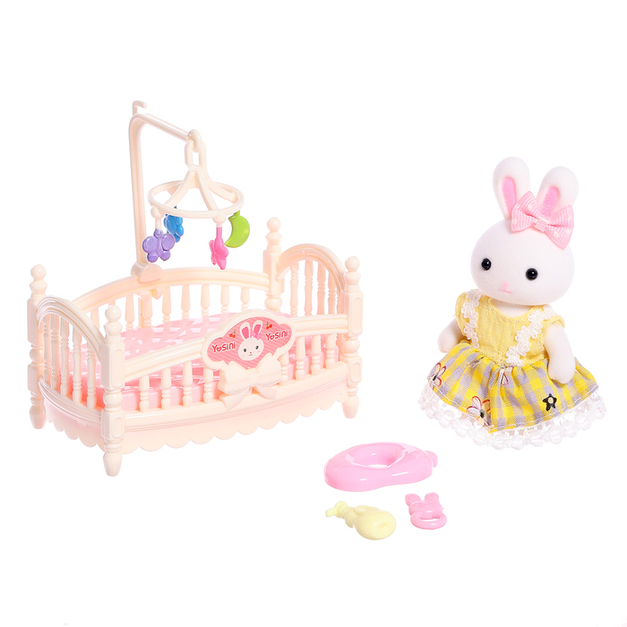 Набор игровой &laquo;Зайчик&raquo; с кроваткой, с аксессуарами, МИКС