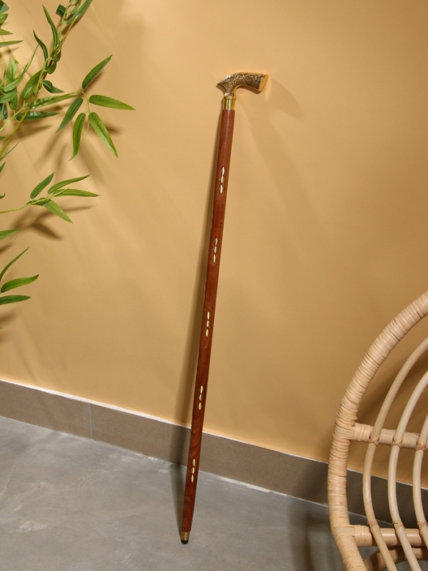 Трость деревянная, шишам, латунь 94 см