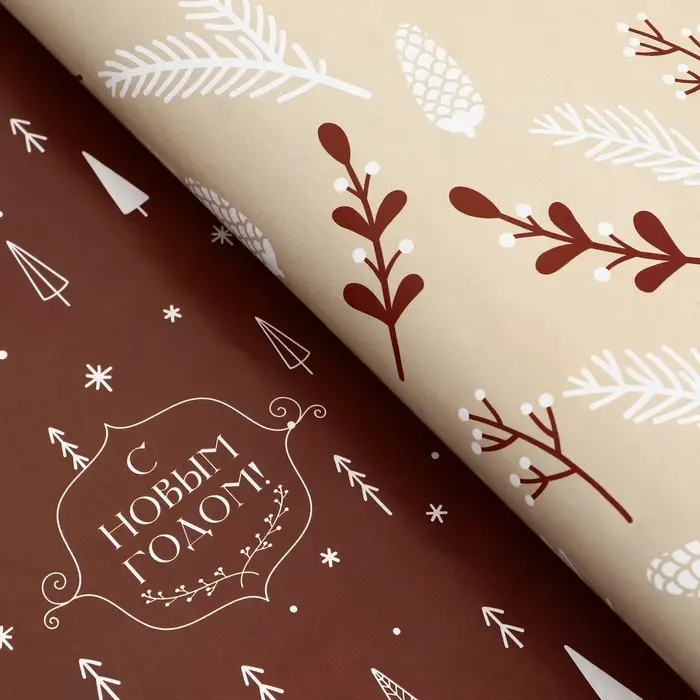 Бумага упаковочная новогодняя глянцевая двусторонняя &laquo;Изысканность&raquo;, 50&times;70 см