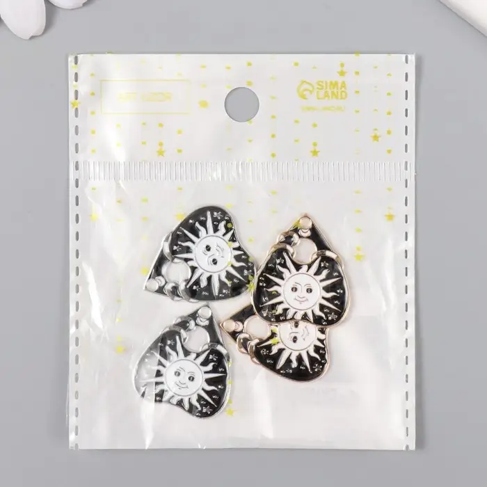 Декор для творчества металл "Солнце символ" эмаль МИКС 2,6х2,3 см