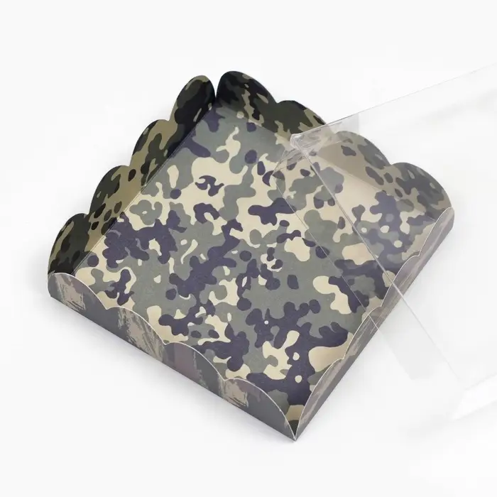 Коробка для печенья, &laquo;Зеленый камуфляж&raquo;, 12&times;12&times;3 см