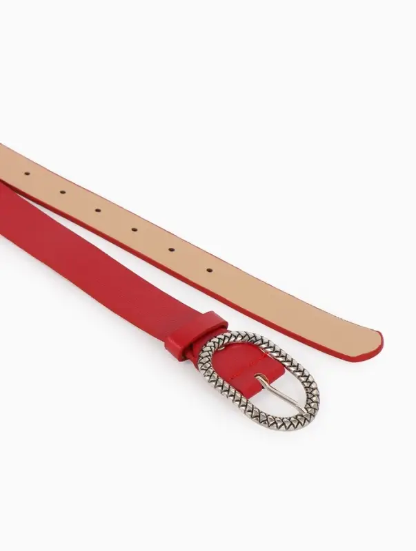 Ремень жен 05-01-02-01, Июнь2511, 2,9*0,3*110 см, винт, пряж металл, 1 прокол, красный