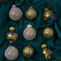 Набор шаров пластик d-6 см, 9 шт "Капризы зимы" золото