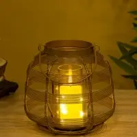Подсвечник фонарь со стеклянной колбой 19х19х18 см, d 7,5 см, металл, цв. золото