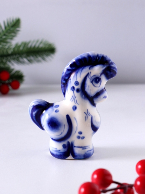 Сувенир Конь, 9х7х3,5см, гжель