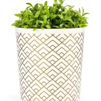 Горшок 1,6л d14см h15,5см пластик белый "Золотое напыление" 3