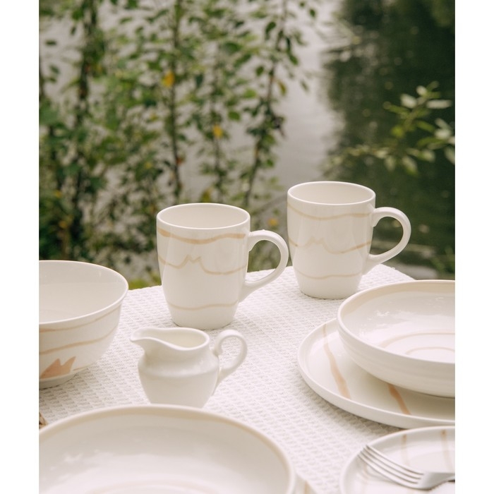 Набор кружек фарфоровых SL Home &laquo;Гато&raquo;, 350 мл, цвет белый