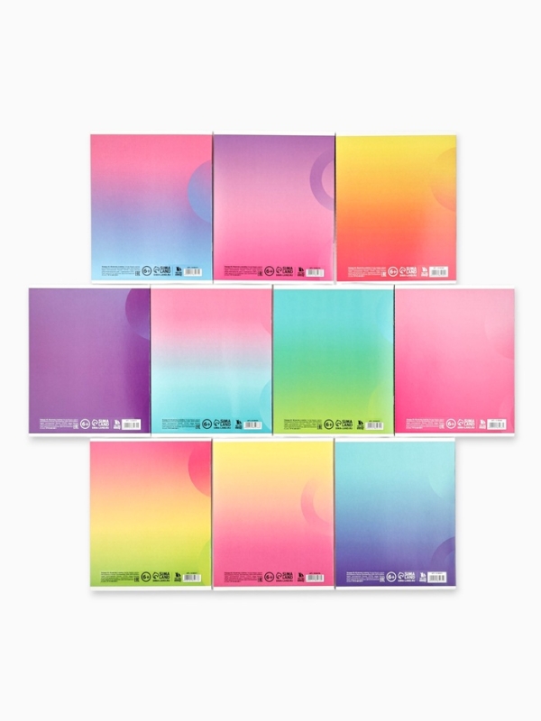 Набор тетрадей 48 листов, 10 предметов, внутренний блок №1 &laquo;Градиент&raquo; ТВИН лак, уф лак