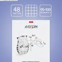 Тетрадь 48 листов в клетку &laquo;Приключения кота Пирожка&raquo; Алгебра, белые листы