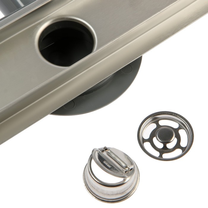 Трап ZEIN engr, c флaнцeм свободного вращ 360&deg;, 7*40 см, d=40/50 мм, нерж сталь, сатин