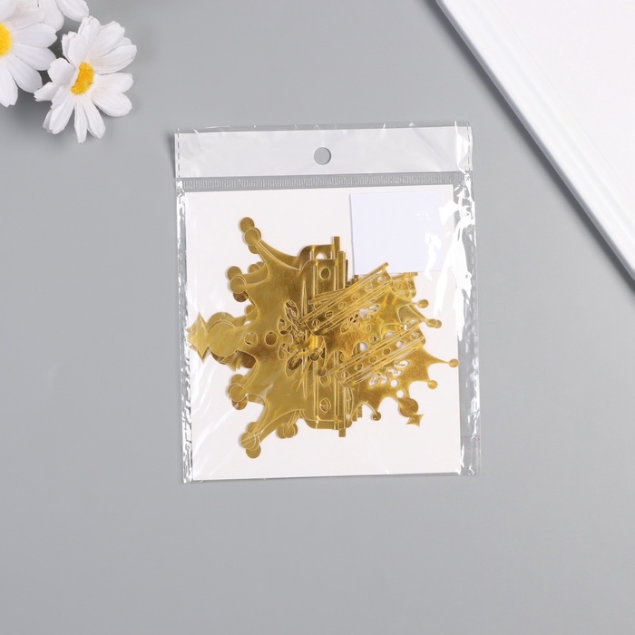 Наклейка бумага, пластик "Корона" золотой блеск набор 12 шт 3 размера