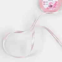 Лента атласная, с серебряным люрексом, 6 мм, 23&plusmn;1 м, розовая №004