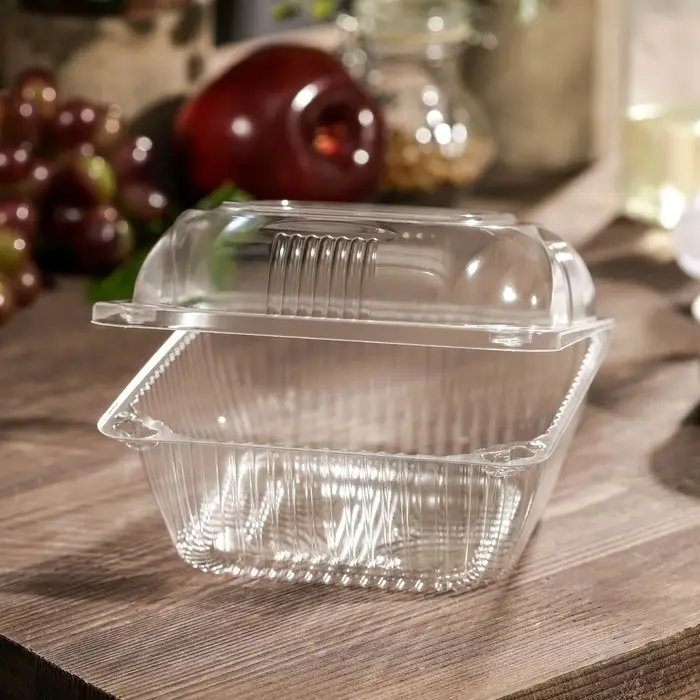 Контейнер одноразовый с неразъёмной крышкой ИП-9 А, пластик, 350 мл, 13&times;13&times;7.5 см, прозрачный