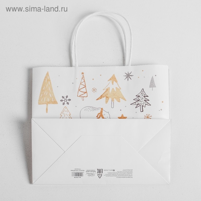 Пакет подарочный новогодний крафт &laquo;Волшебство&raquo;, 25 х 22 х 12 см