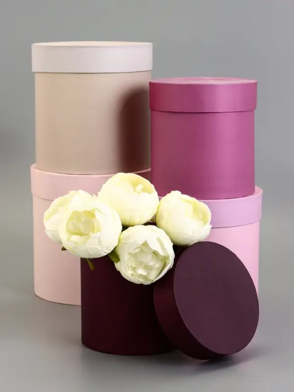 Набор круглых коробок 5 в 1" Лаванда", 20 х 20 - 15 х 15