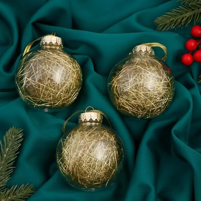 Ёлочные игрушки &laquo;Праздничное настроение&raquo;, шары новогодние, d=8 см, 3 шт., золотистый