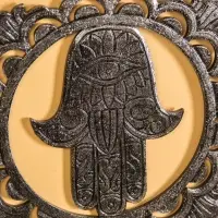 Панно "Хамса" МДФ, 40х40х1 см, цв. серебро/чёрный