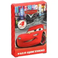 Мелки цветные школьные, набор 4 шт. &laquo;Тачки&raquo;, прямоугольные