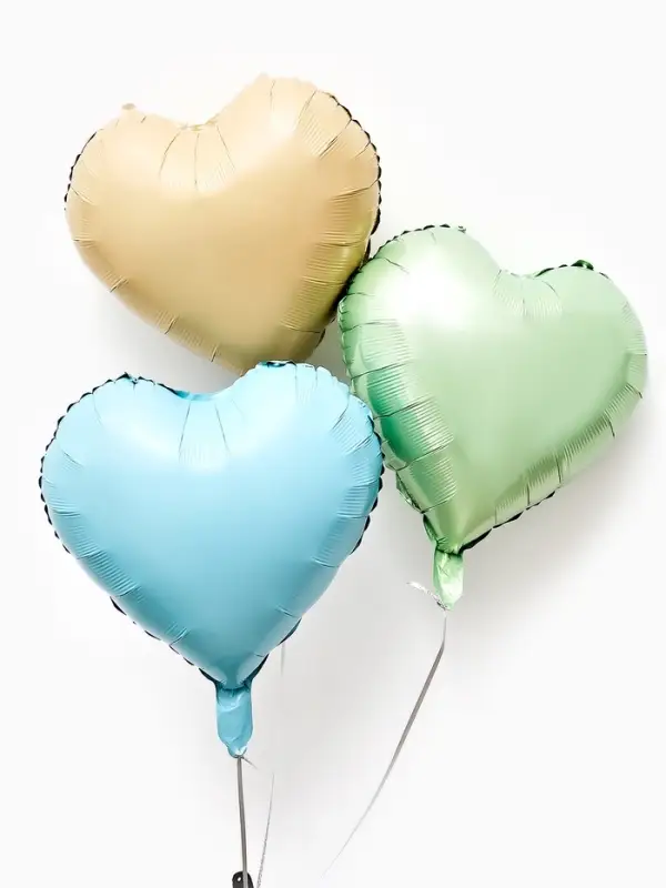 Воздушные шары фольгированные 17" "Сердце" цвет кремовый сатин, набор 5 штук