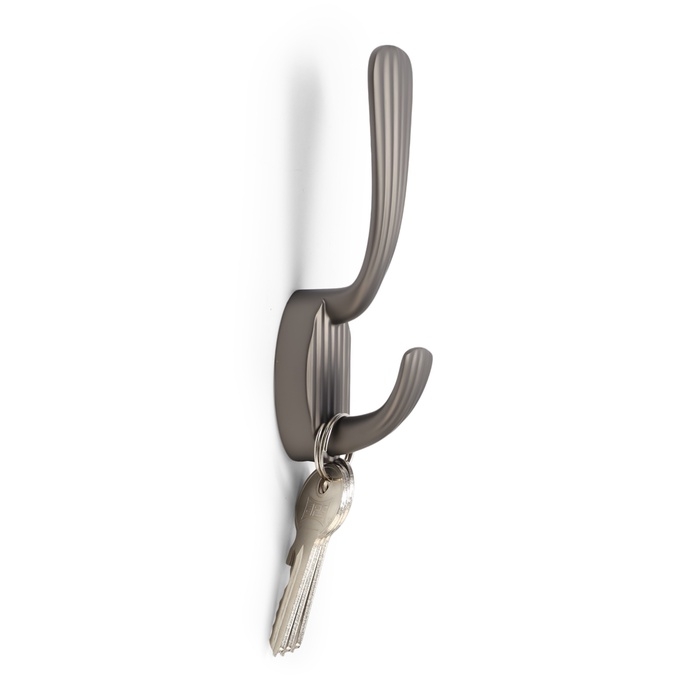 Крючок мебельный CAPPIO SEA, двухрожковый, цинк, цвет графит