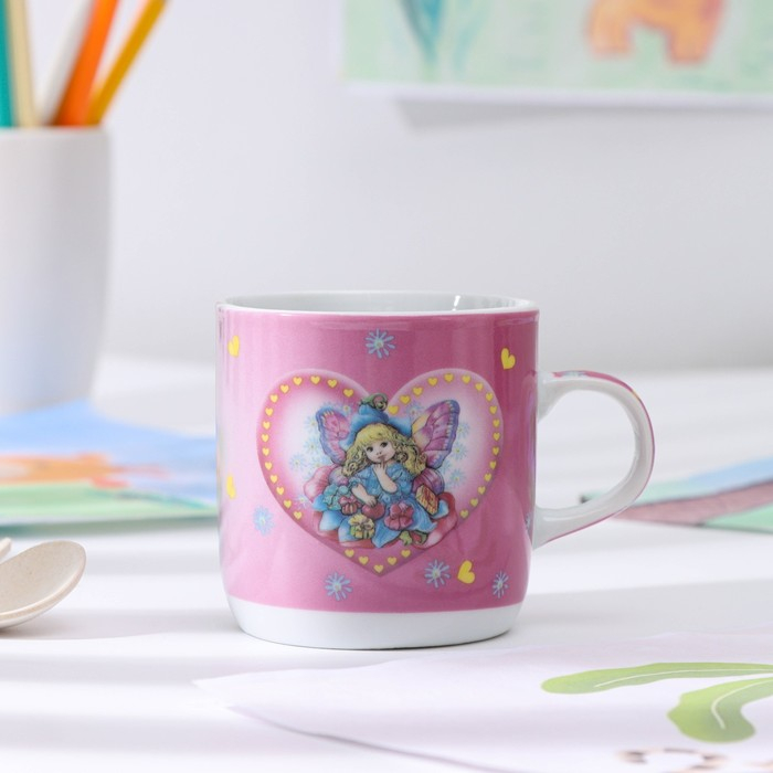 Набор детской посуды из керамики Доляна &laquo;Дюймовочка&raquo;, 3 предмета: кружка 230 мл, миска 400 мл, тарелка d=18 см,цвет белый