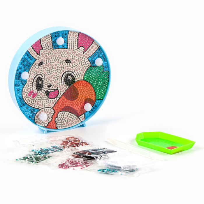 Ночник своими руками. Алмазная мозаика для детей с полным заполнением на ночнике &laquo;Зайка&raquo;, 15 х 15 см