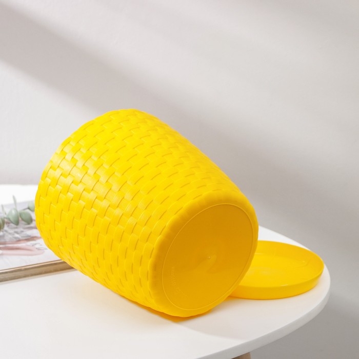 Горшок для цветов с поддоном &laquo;Ротанг&raquo;, 3 л, цвет жёлтый