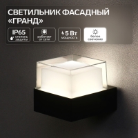Светильник фасадный &laquo;Гранд&raquo;, FSD-038, 5 Вт, 4000К, IP65, 220 В, пластик, черный