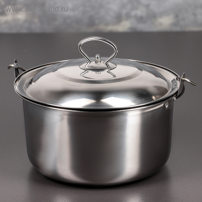 Котелок из нержавеющей стали &laquo;Походный&raquo;, высота без крышки 11 см, с крышкой 18 см, 3 л, d=22 см